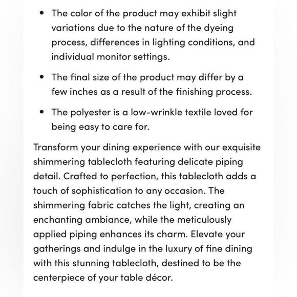 Saro Bourget white tablecloth 65" x 90". Silver piping Beautiful/great quality - Picture 5 of 9